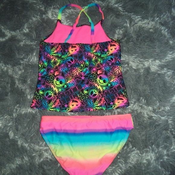 WONDER NATION~2 PC SWIMSUIT TOP/BOTTOM BIKINI RAINBOW TIE DYE~GIRLS SIZE M 7-8 - Picture 4 of 4